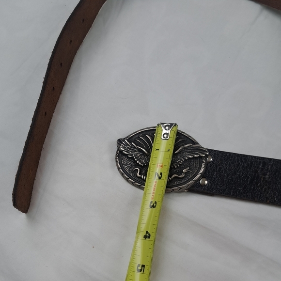 Eagle Belt Buckle Made in Italy with Leather Brown Belt 36in Vintage - Picture 10 of 13